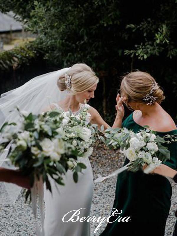 Off Shoulder Emerald Green Bridesmaid Dresses - RongMoon