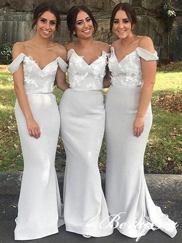Off Shoulder Long Mermaid Apliques Bridesmaid Dresses - RongMoon