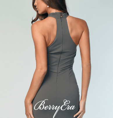 Grey Jersey Mermaid Long Bridesmaid Dresses - RongMoon