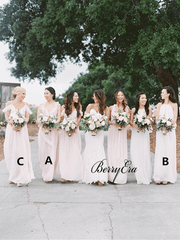 Mismatched Light Blush Pink Chiffon Long Bridesmaid Dresses - RongMoon