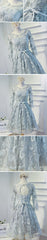 Elegant Long Sleeve  Clairvoyant Outfit Keyhole  Lace Up Back  Organza Full  Lace Knee Length Homecoming Dress,BD0130