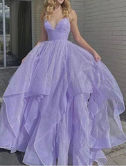 A-Line Evening Gown Sexy Dress Prom Floor Length Sleeveless Spaghetti Strap Satin with Ruffles Strappy
