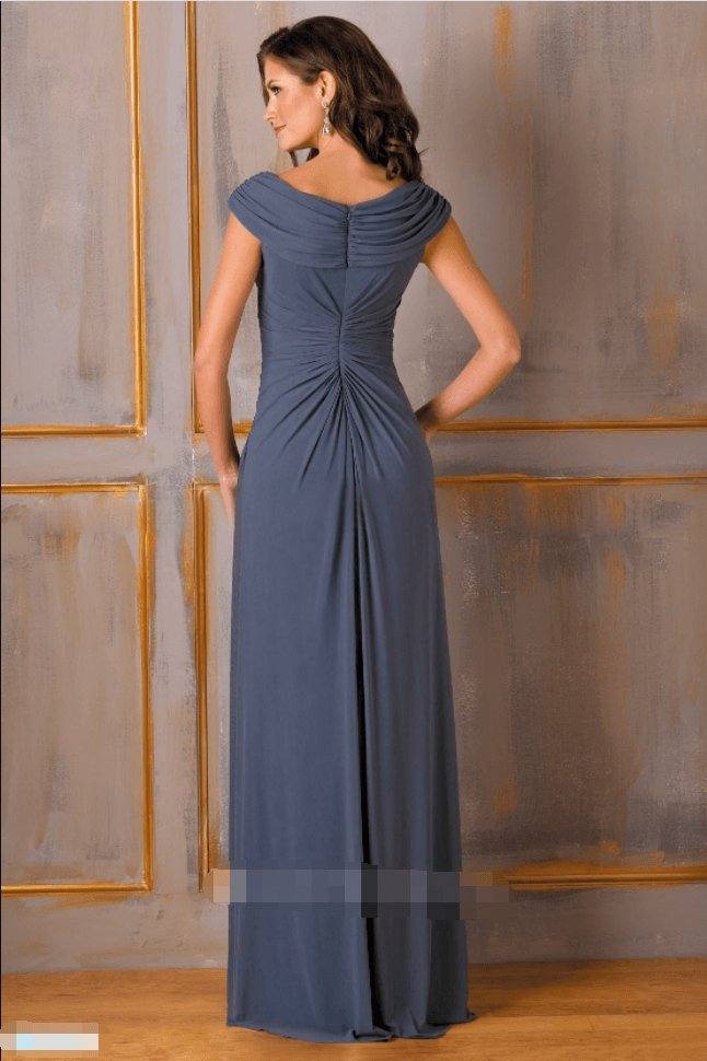 Cap-Sleeved A-Line Mother Of The Bride Dress With Appliques And Draping - RongMoon