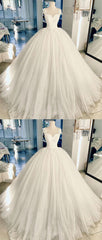 White lace tulle long prom dress, white lace wedding dress cg1019