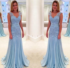 Lace Prom Dresses,Blue Prom Dress,Modest Prom Gown,Light Blue Prom Gown    cg12156