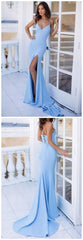 Simple Blue mermaid Prom Dresses   cg13064
