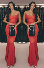 Long Sexy Red Mermaid Bridesmaid Dresses Floor Length Bridal Party Gown For Women Prom Dresses    cg18876