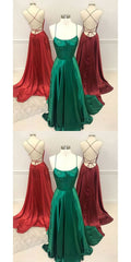 Sexy Red/Green/Burgundy Long Criss Cross Prom Dresses    cg19948