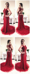 Charming Red Prom Dress, Sexy Crystal Beading Mermaid Prom Dress, Long Evening Dress, Formal Dress    cg19949