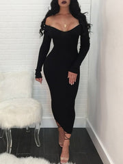Off Shoulder Long Sleeve Maxi Bodycon Dress Prom Dresses   cg20079