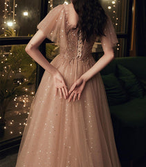 Star Moon Prom Dress Applique Long Evening Dress Square Neck Party Dress    cg21043