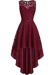 Vintage Elegant Floral Lace Sleeveless High Low Homecoming Dress         cg22805