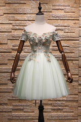 Light Mint Green Knee Length Floral Lace Sweetheart Party Dress, Tulle Short Homecoming Dress       cg22968
