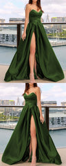 Long Olive Green Formal Satin prom Dresses For Bridesmaids     cg23118