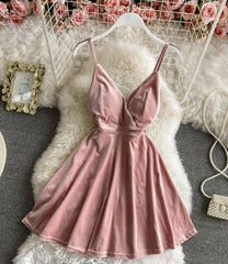 Cute Velvet Short Dress A Line Mini Dress Homecoming Dresses      cg23146