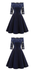 Perfect Navy Blue Homecoming Dress,Off The Shoulder Homecoming Dresses       cg23148