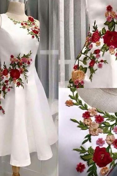 Embroidery ,flowered,A-line, Homecoming Dress, Short Party Dresses,Evening Dress      cg23208