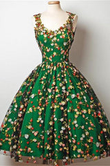 Vintage Green And Black Embroidery Lace Homecoming Dresses Sweet 16 Dresses      cg23227