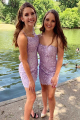 lavender lace short tight homecoming dresses       cg23255