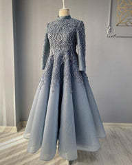 modest blue prom dresses lace emroidery evening dress         cg23788