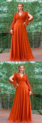 Burnt orange bridesmaid dresses with sleeves prom dresses      cg24685