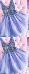 Homecoming Dresses Tulle V Neck Ruffles Short Gowns Cute     cg24784