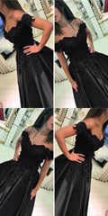 Black prom dresses satin off shoulder ball gown evening dress cg2771