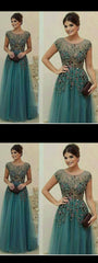 A-line Scoop Floor-length Short Tulle Prom Dress/Evening Dress cg3293