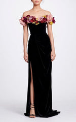 Floral-Appliques Off-The-Shoulder Prom Gown,Evening Dress,Party Dress cg3648