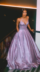 A line prom evening dress ,purple fashion gown cg709