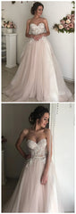 A-line Sweetheart Boho Wedding Dress Lace Romantic Wedding prom Dresses  cg7103