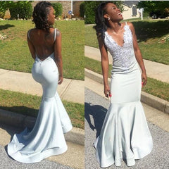 Lace Prom Dress with Open Back,Mermaid Prom Dress,Long Formal Party Gown   cg7686