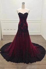 Long Sheath Sweetheart Black and Burgundy Evening prom Dress  cg8844