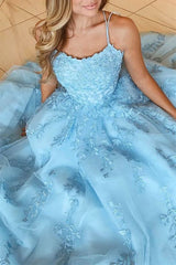 princess ball gown prom dresses, light blue graduation gowns, lace prom dress  cg9707