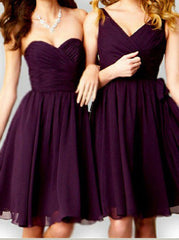 Short Grape Bridesmaid Wedding Party Dress