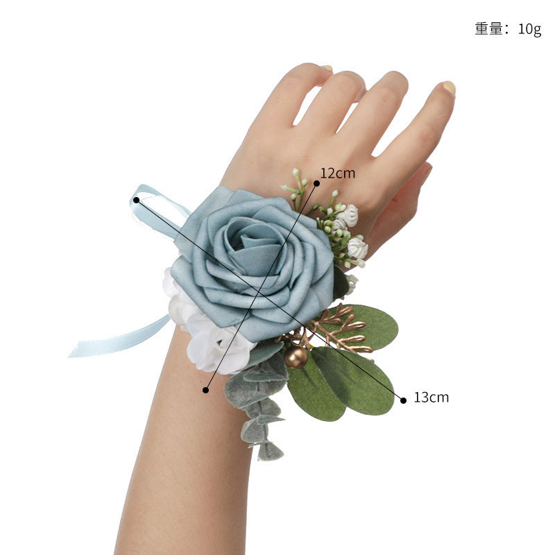 Bridesmaids Wrist Flowers Champagne Green Leaf Hand Flowers Men Corsage Clothing Accessories, CG61464