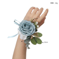 Bridesmaids Wrist Flowers Champagne Green Leaf Hand Flowers Men Corsage Clothing Accessories, CG61464