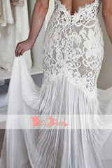 Vintage Gorgeous Lace Sleeveless Halter  Keyhole Back Mermaid Charming Wedding Dresses,DB0118