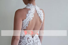 Vintage Gorgeous Lace Sleeveless Halter  Keyhole Back Mermaid Charming Wedding Dresses,DB0118