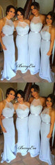 Sky Blue Newest Bridesmaid Dresses, Mermaid Halter Bridesmaid Dresses - RongMoon