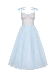 Two Piece A-Line Prom Dresses Elegant Dress Wedding Guest Tea Length Half Sleeve Sweetheart Tulle with Pleats Pure Color