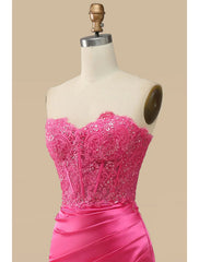 Mermaid / Trumpet Prom Dresses Empire Dress Formal Sweep / Brush Train Sleeveless Sweetheart Charmeuse with Appliques