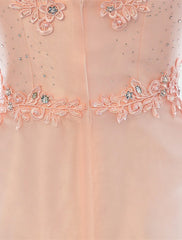 Sheath / Column Dress Wedding Guest Floor Length Sleeveless Illusion Neck Satin with Crystals Appliques