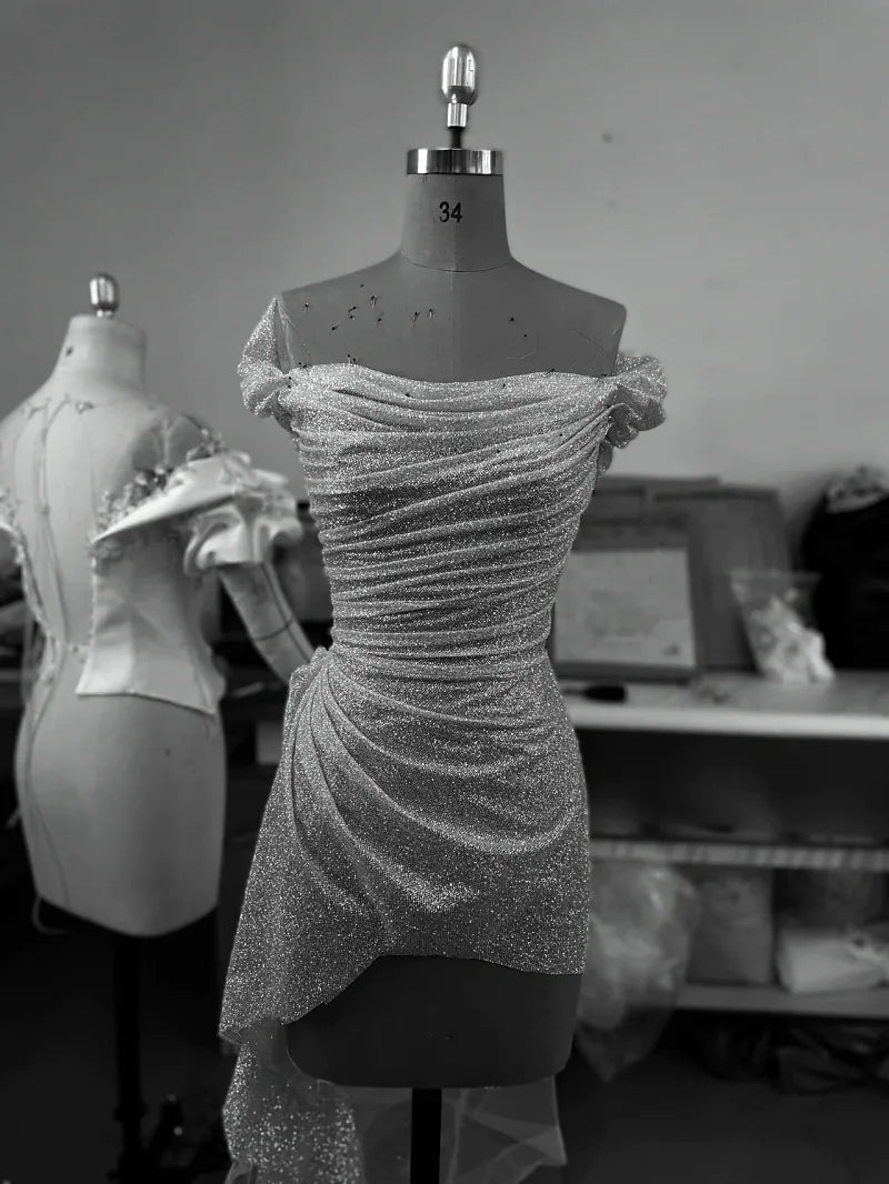 Sparkle Sequin Bling Bling Off The Shoulder  Wedding Dress