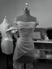 Sparkle Sequin Bling Bling Off The Shoulder  Wedding Dress