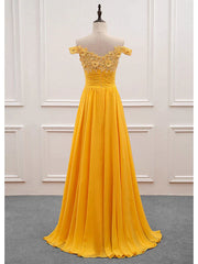 A-Line Wedding Guest Dresses Floral Dress Prom Sweep / Brush Train Sleeveless Off Shoulder Chiffon with Appliques