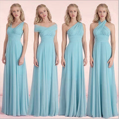 Sky Blue A-line Multi-Way Wrap Chiffon Long Bridesmaid Dress-CHRIS - RongMoon
