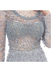 Lace Bateau Neckline Long Mermaid Formal Dress