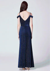 Fleece Spaghetti Straps Long A-line Evening Dress