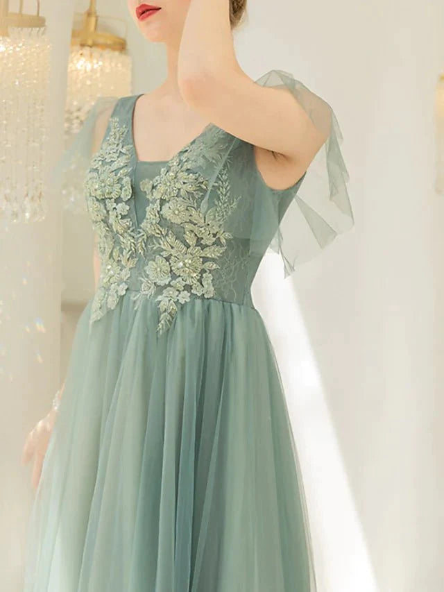 fresh light green bride wedding toast dress dinner annual meeting bridesmaid wedding dress wholesale - RongMoon